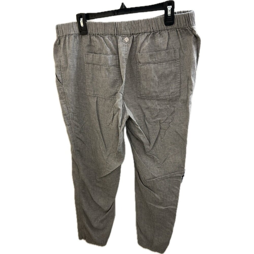 PRANA Breathe Pants Womens Xl Gray Ribbed Drawstring Cropped Outdoor Travel - Picture 2 of 13